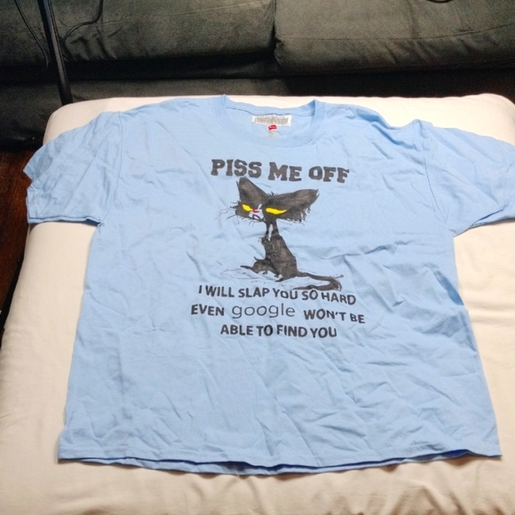 NWT Mens Blue Graphic T-Shirt with Cat Design Size XL - Picture 1 of 8